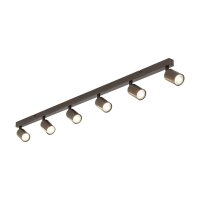 Spot de plafond 127 cm de long 6-flamme métal brun...