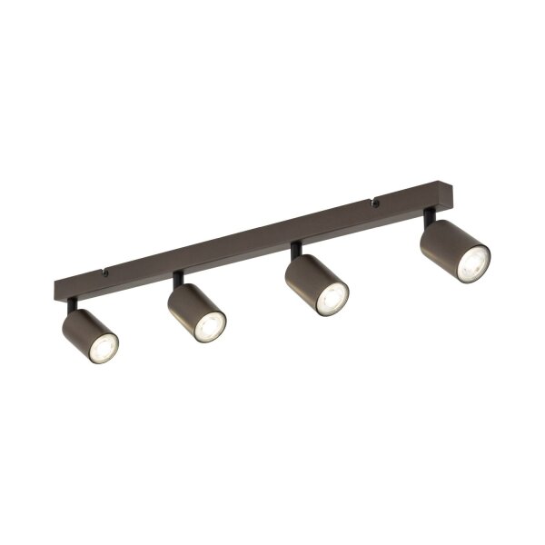 Plafonnier 4 flammes 83cm long métal ajustable brun GU10