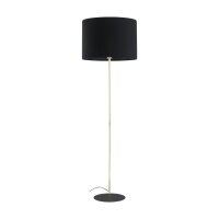 Lampadaire salon 160 cm tissu m&eacute;tal or noir E27