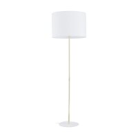 Lampadaire or blanc 160 cm en m&eacute;tal tissu E27 salon