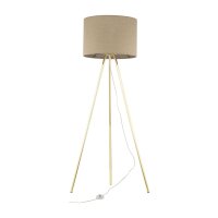 Lampadaire tripode Or Marron 160 cm M&eacute;tal Lin E27