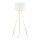 Lampadaire salon 160cm métal tissu E27 or blanc tripode