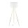 Lampadaire salon 160cm métal tissu E27 or blanc tripode