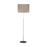 Lampadaire petit 160 cm m&eacute;tal tissu E27 en or brun