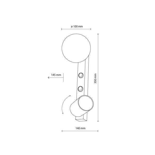Spot mural avec interrupteur H : 35 cm GU10 + G9 verre métal