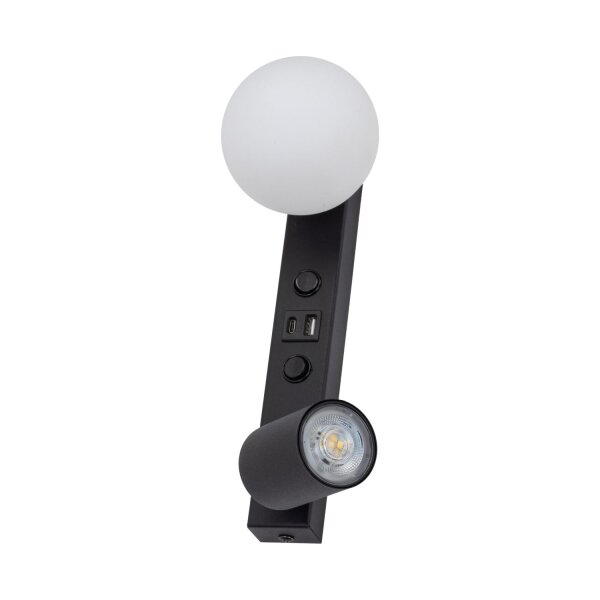 Applique murale rechargeable USB Interrupteur GU10 + G9 Verre Métal