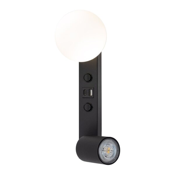 Applique murale rechargeable USB Interrupteur GU10 + G9 Verre Métal