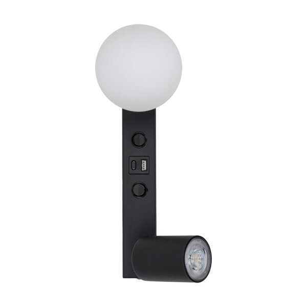 Applique murale rechargeable USB Interrupteur GU10 + G9 Verre Métal