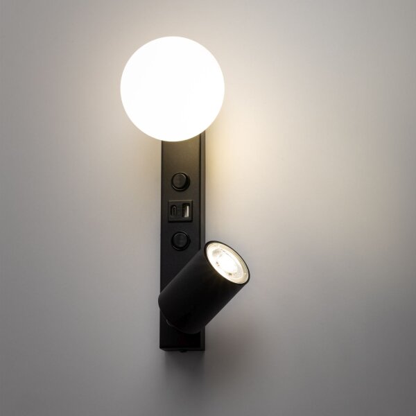 Applique murale rechargeable USB Interrupteur GU10 + G9 Verre Métal