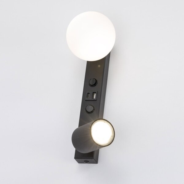 Applique murale rechargeable USB Interrupteur GU10 + G9 Verre Métal