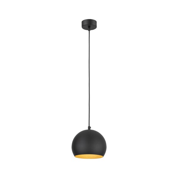Suspension métal E27 ronde Ø 17 cm ajustable Noir Boule