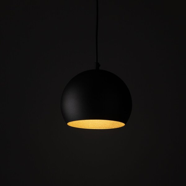 Suspension métal E27 ronde Ø 17 cm ajustable Noir Boule