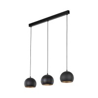 Suspension noire 3 flammes E27 L : 81 cm réglable...