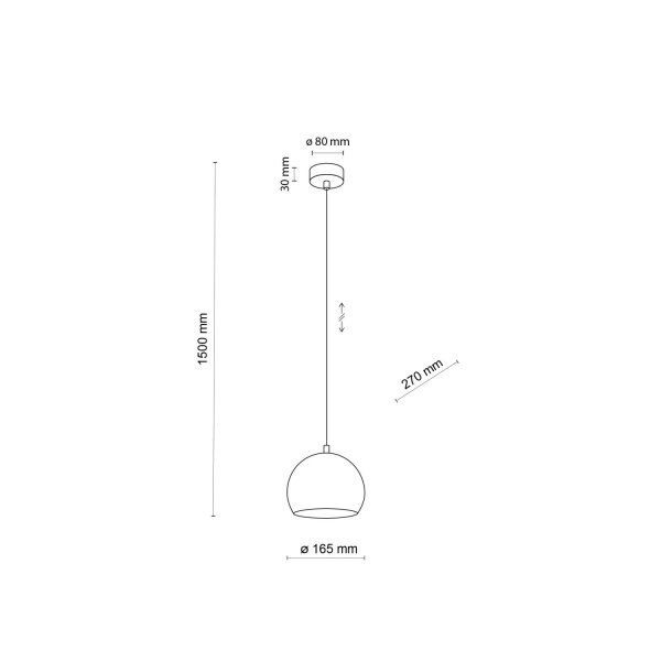 Suspension Marron Métal rond Ø 17 cm petit E27 Boule