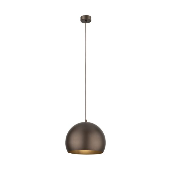 Lampe à suspendre ronde en métal Ø 27 cm E27 brun design rétro