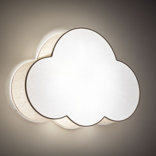 Plafonnier Chambre denfant Lin 4x E27 Beige Blanc Nuage