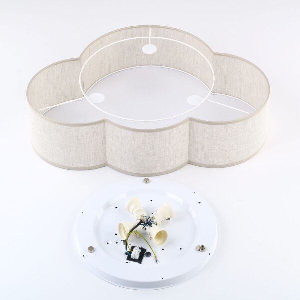 Plafonnier Chambre denfant Lin 4x E27 Beige Blanc Nuage