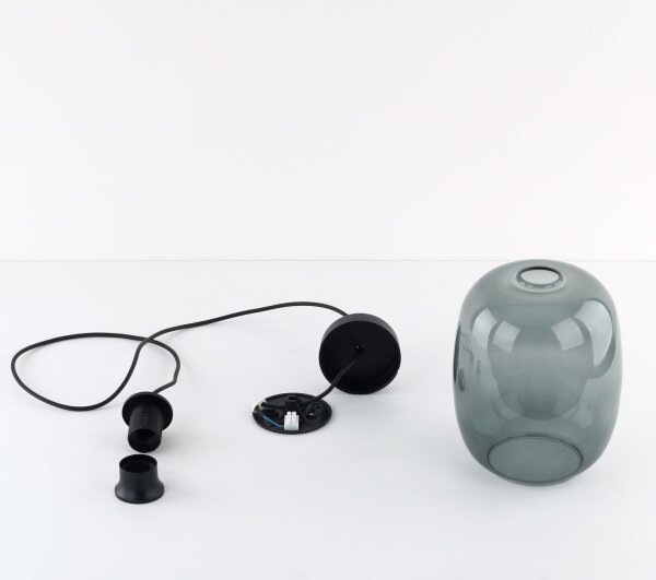 Suspension verre fumé Ø 20 cm H : max. 1,7 m réglable E27