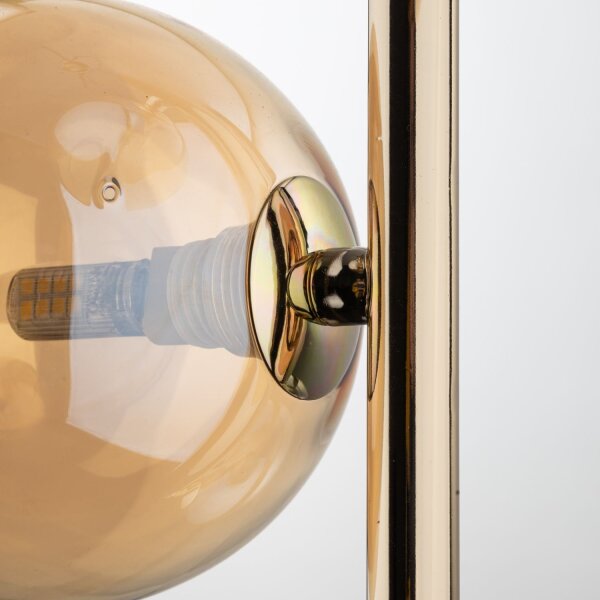Suspension verre fumé métal L : 23cm en or ambre MIEKE