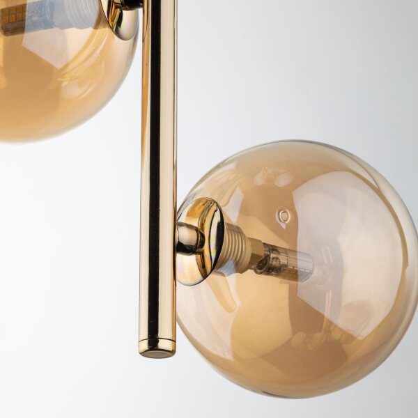 Suspension verre fumé métal L : 23cm en or ambre MIEKE