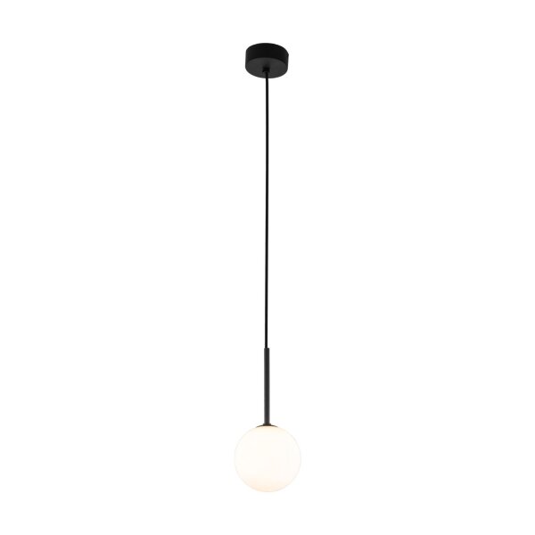 Lampe à suspendre Boule Ø 12 cm H : max. 160 cm Noir Blanc G9 Verre