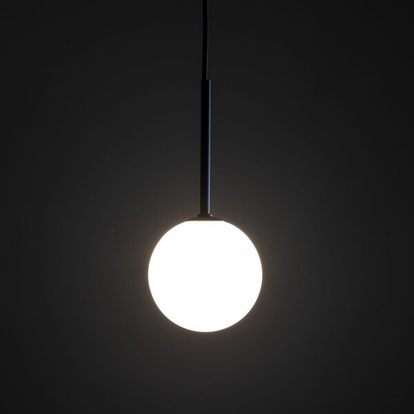 Lampe à suspendre Boule Ø 12 cm H : max. 160 cm Noir Blanc G9 Verre