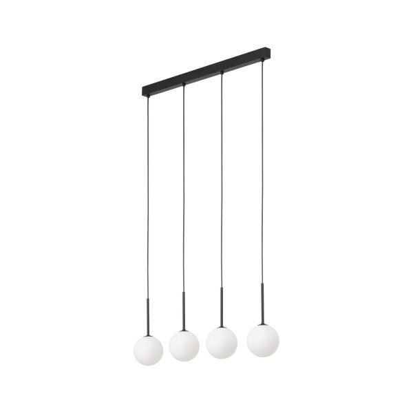Lampe à suspendre métal verre L : 78 cm noir blanc 4x G9