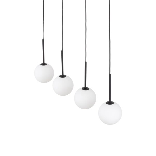 Lampe à suspendre métal verre L : 78 cm noir blanc 4x G9