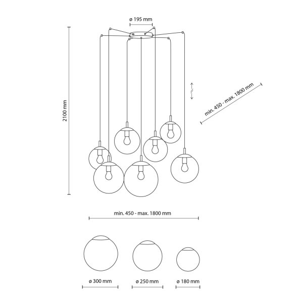 XXL Lampe à suspendre H : max. 220 cm L : max. 400 cm réglable