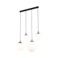 Suspension verre métal L : 87cm noir blanc E27...