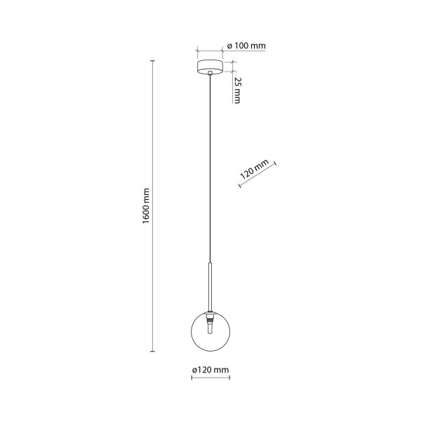 Suspension verre sphère Ø 12 cm étroit réglable en hauteur