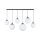 Lampe à suspendre verre métal 130 cm de long H : max. 175 cm 6x E27