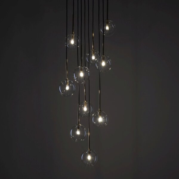 Suspension boule métal verre H : max. 145 cm réglable