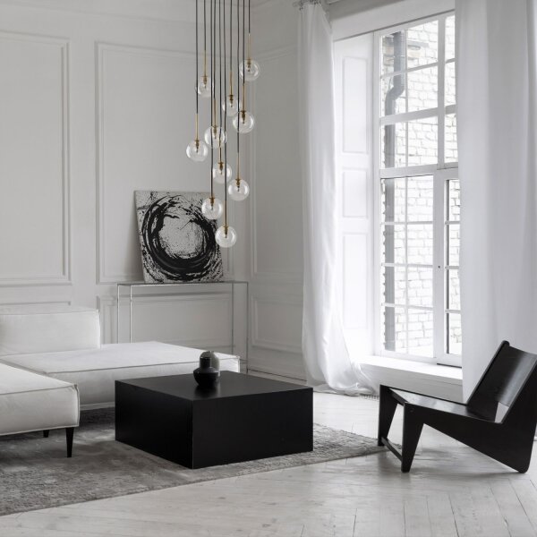 Suspension boule métal verre H : max. 145 cm réglable