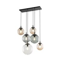 Suspension verre fumé L : 77 cm H : max. 140 cm 6x...