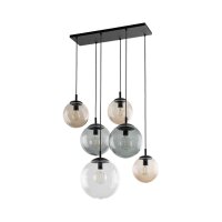 Suspension verre fumé L : 77 cm H : max. 140 cm 6x...