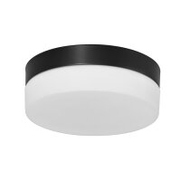 Plafonnier LED rond verre m&eacute;tal IP44 &Oslash;24 cm...