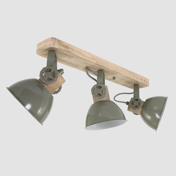 Spot de plafond bois métal vert 59 cm E27 3-flmg flexible