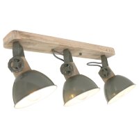 Spot de plafond bois métal vert 59 cm E27 3-flmg...