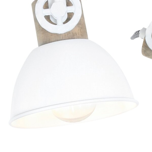 Plafonnier bois métal blanc 59 cm E27 mobile