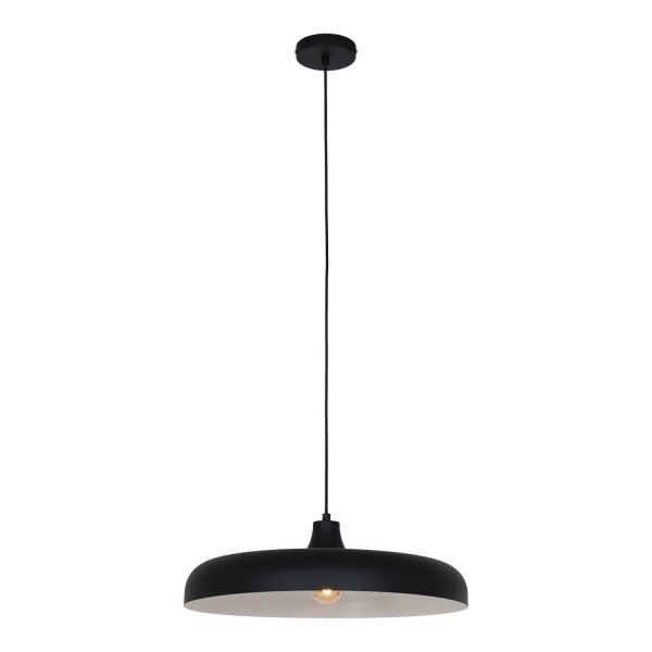Suspension noire en métal L:50 cm rond E27 Moderne