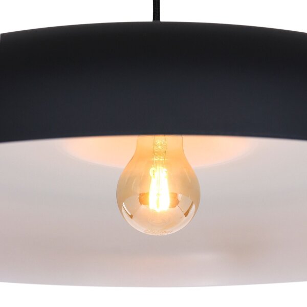 Suspension noire en métal L:50 cm rond E27 Moderne