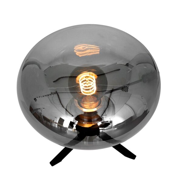 Lampe de table élégante métal verre gris fumé E27 22 cm