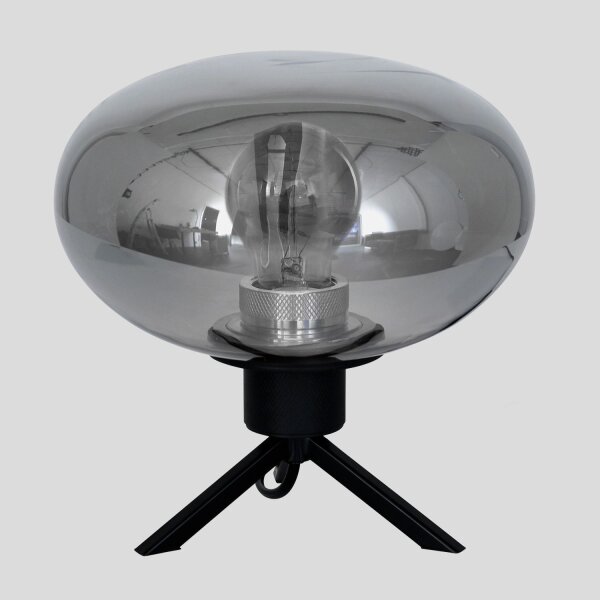 Lampe de table élégante métal verre gris fumé E27 22 cm