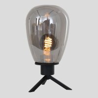 Lampe de table Abat-jour en verre gris fumé E27 28...