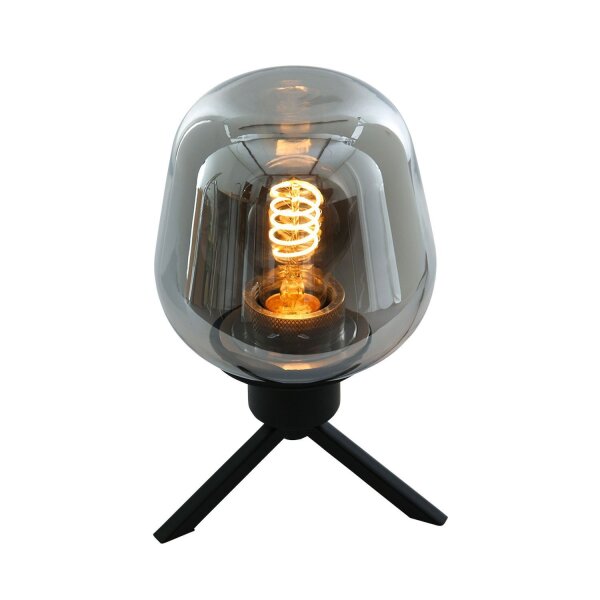Lampe de table Abat-jour en verre Noir Gris Fumé 23 cm élégant