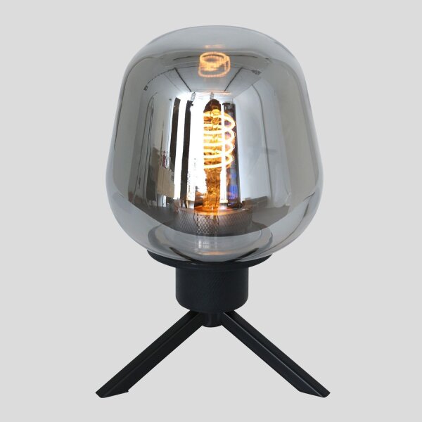 Lampe de table Abat-jour en verre Noir Gris Fumé 23 cm élégant