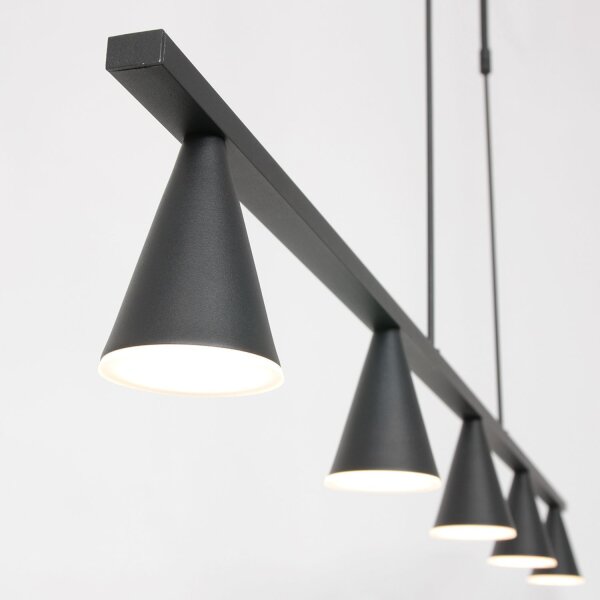 Große LED Pendelleuchte Metall Schwarz L:120 cm 4000 K