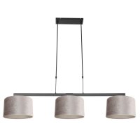 Lampe &agrave; suspendre m&eacute;tal tissu en noir...