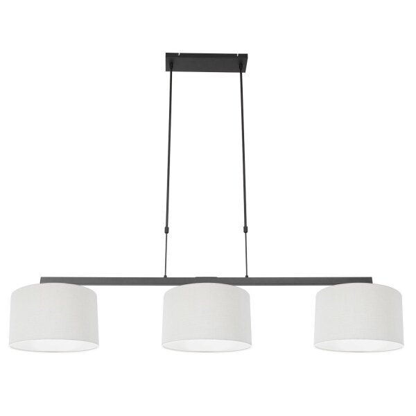 Lampe à suspendre Noir Blanc Métal Tissu 140 cm 3 flammes
